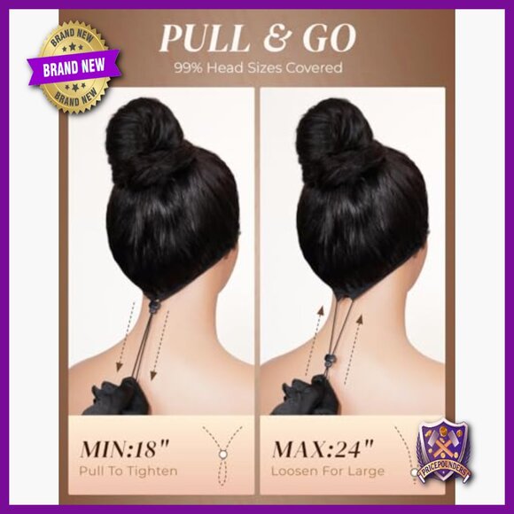 Human Hair Glueless Lace Front Wig 20 Inch Straight Adjustable Daily Wear